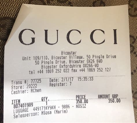 gucci fake receipt